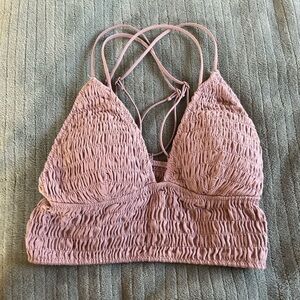 VS PINK lavender ruched bralette w strappy back